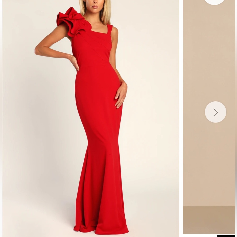 Lulus Red Ruffled Mermaid Maxi Dress